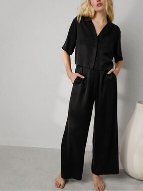 LUNYA Washable Silk High Rise Pant Pajama Set Size M 100% Mulberry Silk NEW